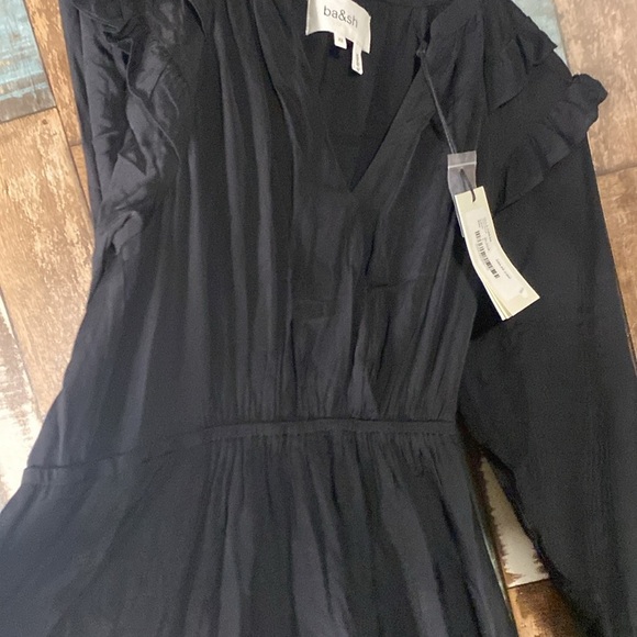 Ba&sh XS black long sleeve ruffle midi dress - Picture 13 of 16